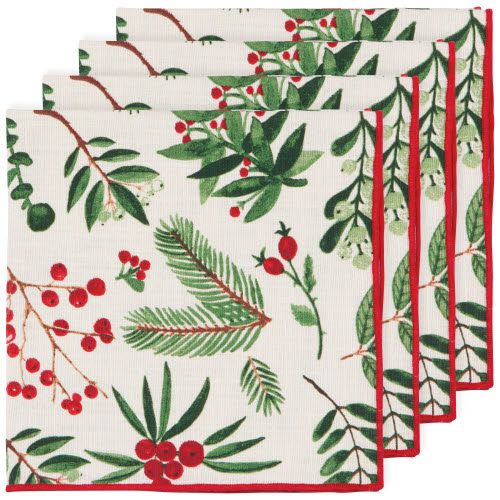Danica Winterberry Print Napkin Set/4 Danica Winterberry Print Napkin Set/4
