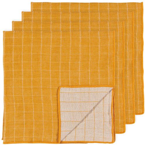 Danica Double Weave Ochre Napkin Set/4