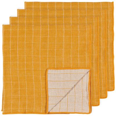 Danica Double Weave Ochre Napkin Set/4