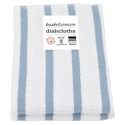 Dancia Basketweave Dishcloth Slate Blue Set/2