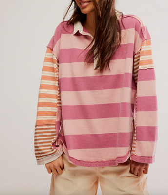 Free People Aster Stripe Polo Farm Combo