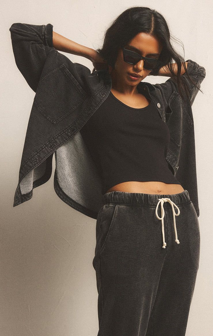 Z Supply All Day Knit Denim Jacket Vintage Black