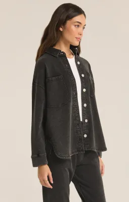 Z Supply All Day Knit Denim Jacket Vintage Black