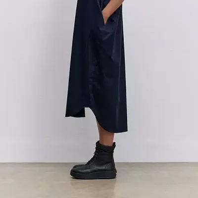 FitFlop F-Mode Leather Lace Up Flatform Boot Black