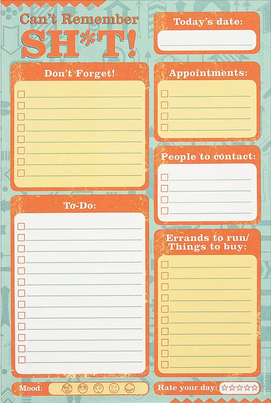 Peter Pauper Note Pad Can&#39;t Remember Sh*t