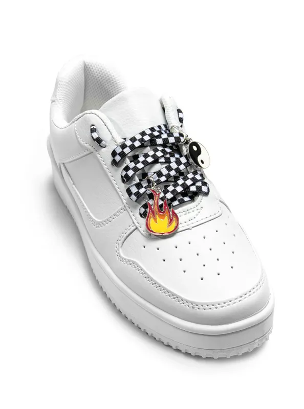 Living Royal Checker Shoe Laces and Charm Set