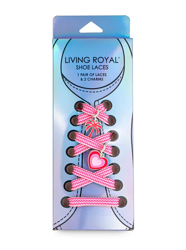 Living Royal Pink Waves Shoe Laces and Charm Set