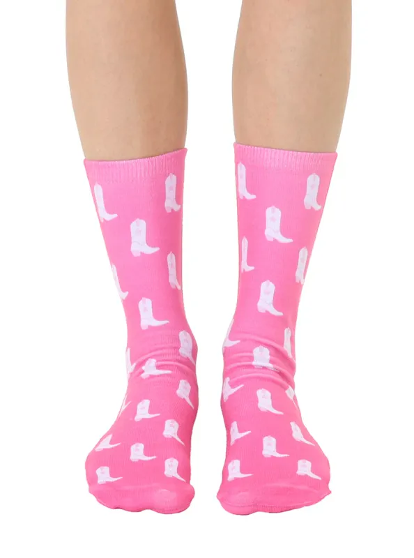 Living Royal Pink Boots Crew Socks