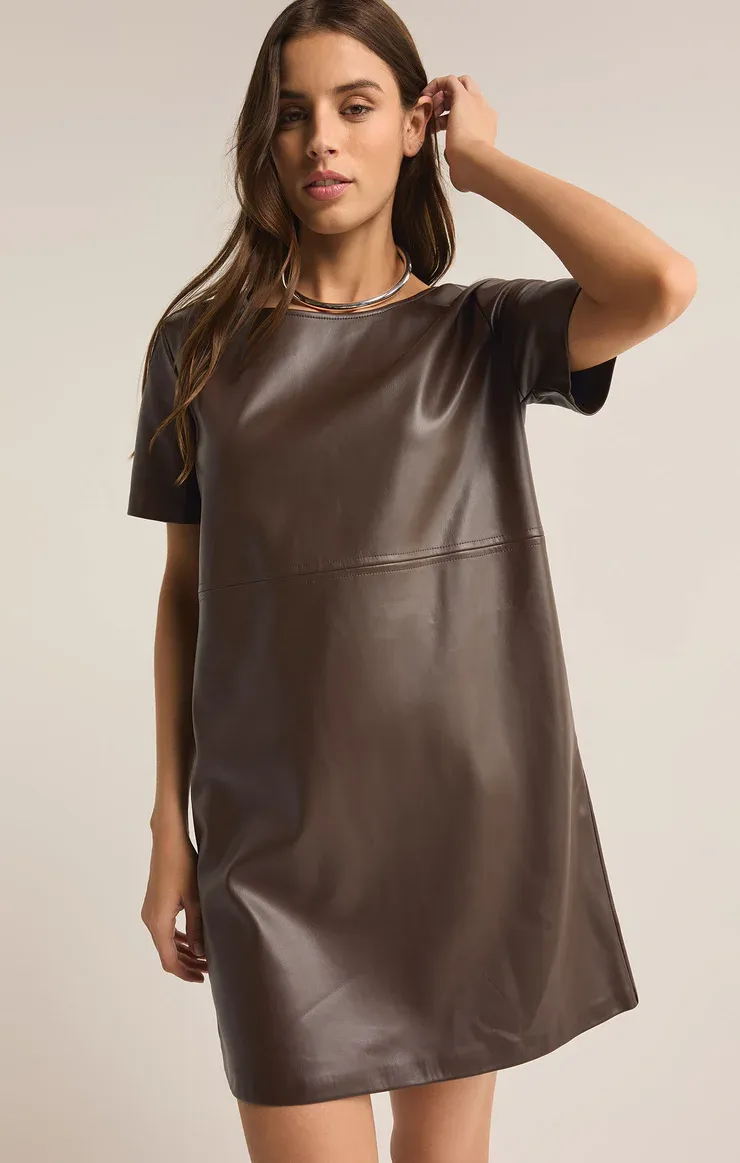 Z Supply London Dark Chocolate Faux Leather Dress