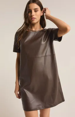 Z Supply London Dark Chocolate Faux Leather Dress