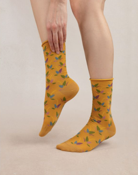 Bleuforet Cotton Leaf Print Socks