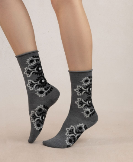 Bleuforet Fine Merino Wool Folk Socks