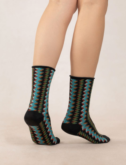 Bleuforet Cotton Zigzag Print Socks