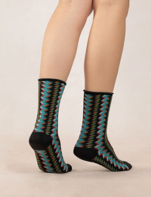 Bleuforet Cotton Zigzag Print Socks