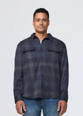 DUER Performance Flannel Button Down Heather Blue