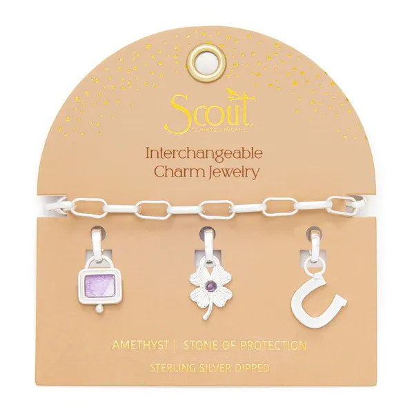Scout Interchangeable Charm Bracelet Amethyst Silver
