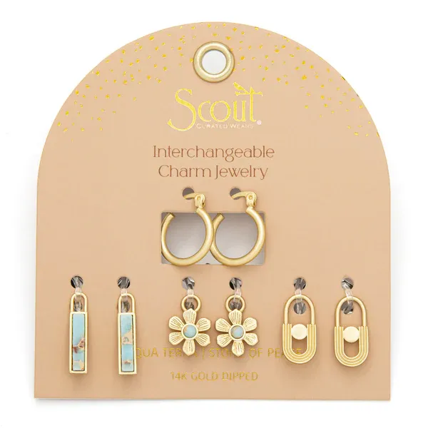 Scout Interchangeable Charm Earring Aqua Terra Gold