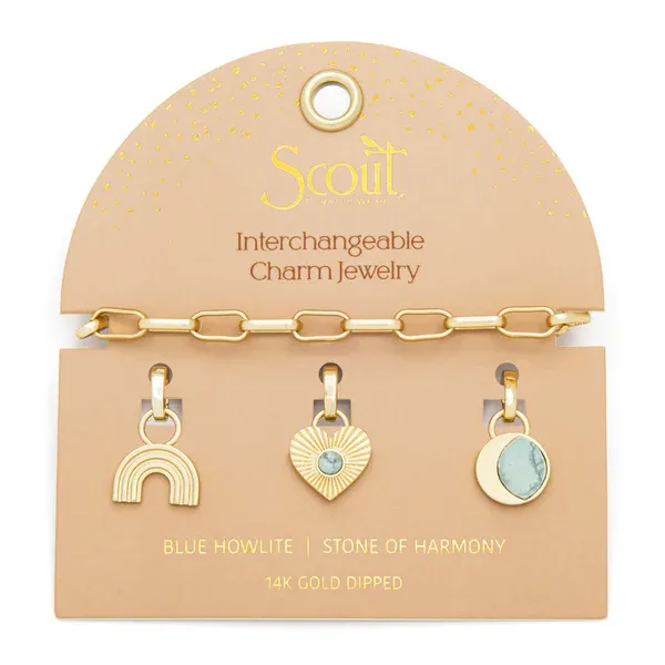 Scout Interchangeable Charm Bracelet Blue Howlite Gold