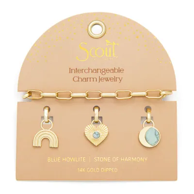 Scout Interchangeable Charm Bracelet Blue Howlite Gold