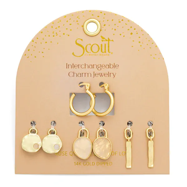 Scout Interchangeable Charm Earring Rose Quartz Gold