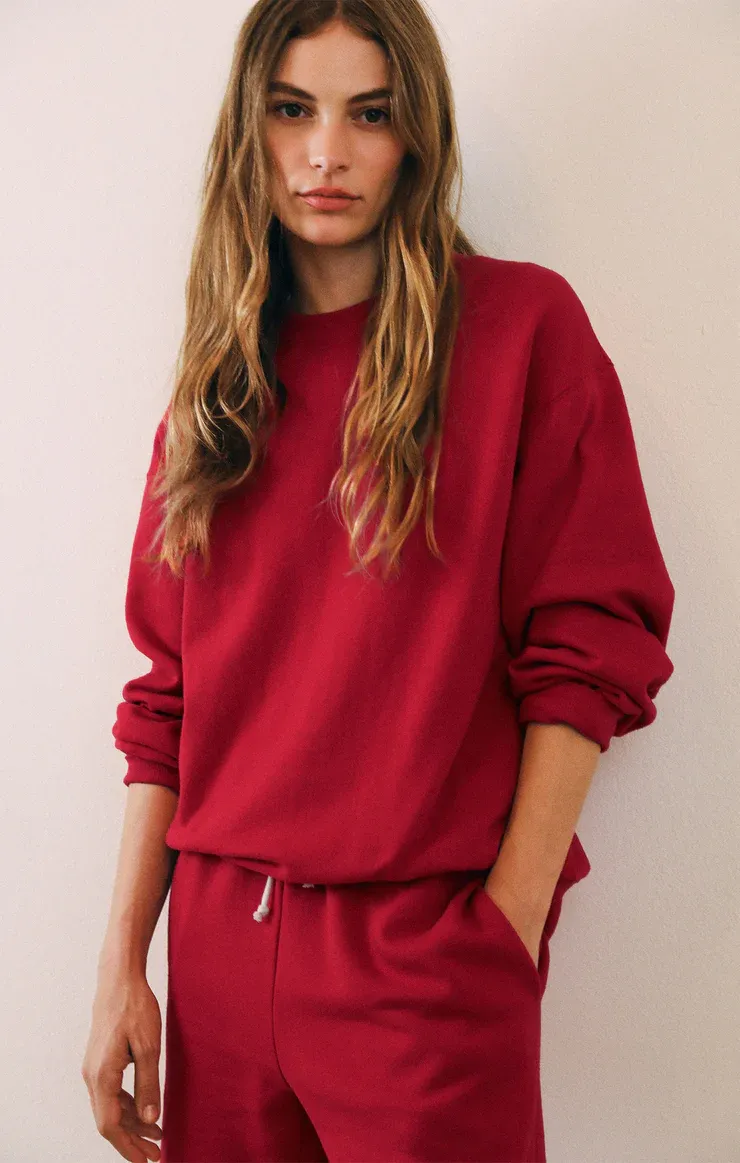 Z Supply Boyfriend Sweatshirt Haute Red
