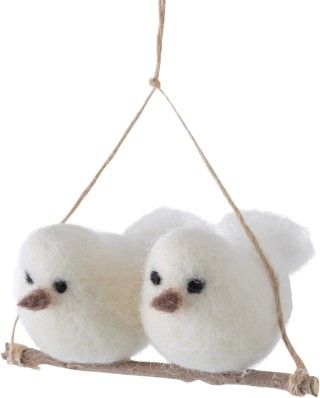 Silver Tree Felt Snowy Birds on Branch Ornament Silver Tree Felt Snowy Birds on Branch Ornament