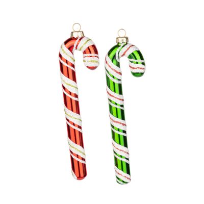 Silver Tree Glass Candy Cane Ornament