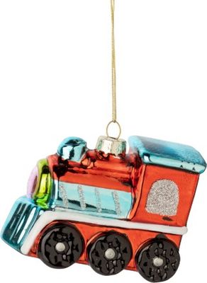 Silver Tree Glass Locomotive Ornament