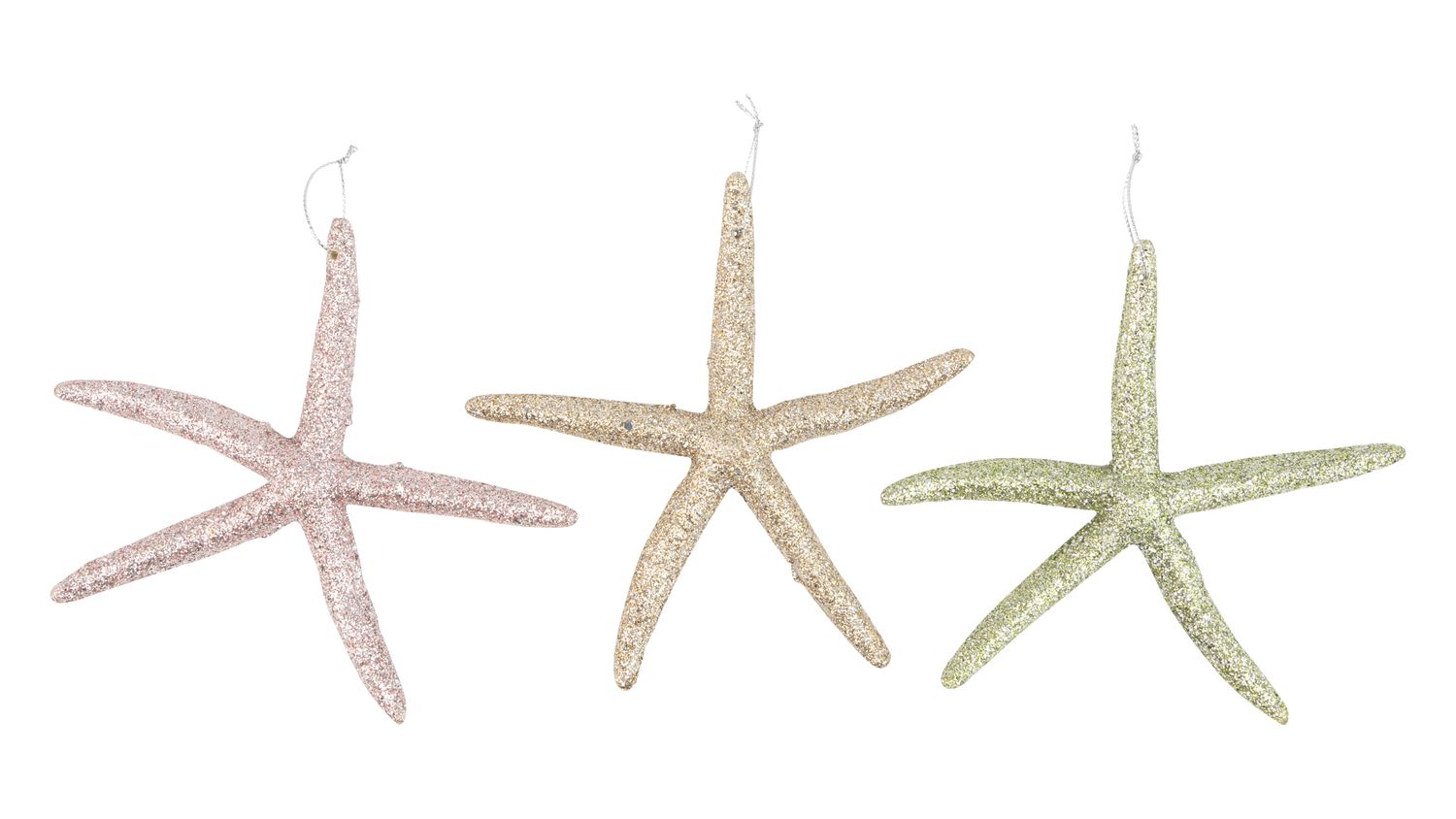 Silver Tree Glitter Star Fish Ornament