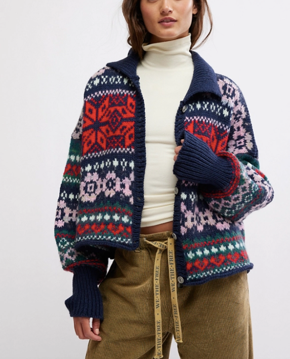 Free People Snowdrift Cardigan Festive Combo