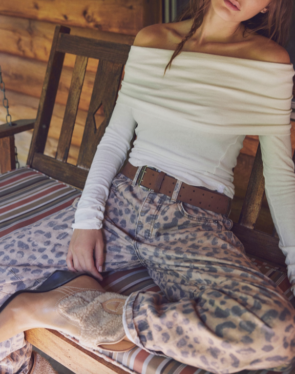 Free People WTF Double Cross Belt Tan