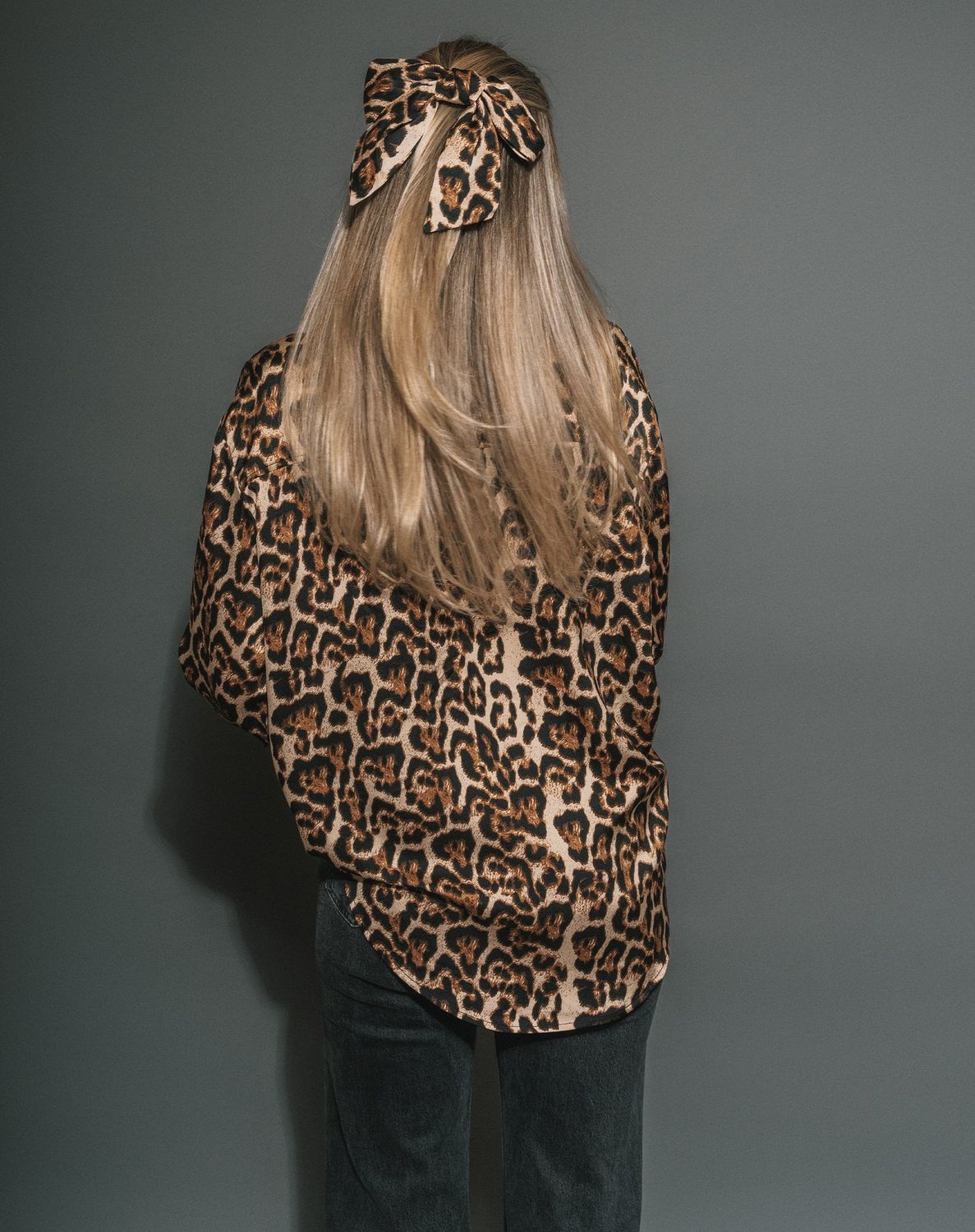 Brunette the Label Large Satin Bow Leopard