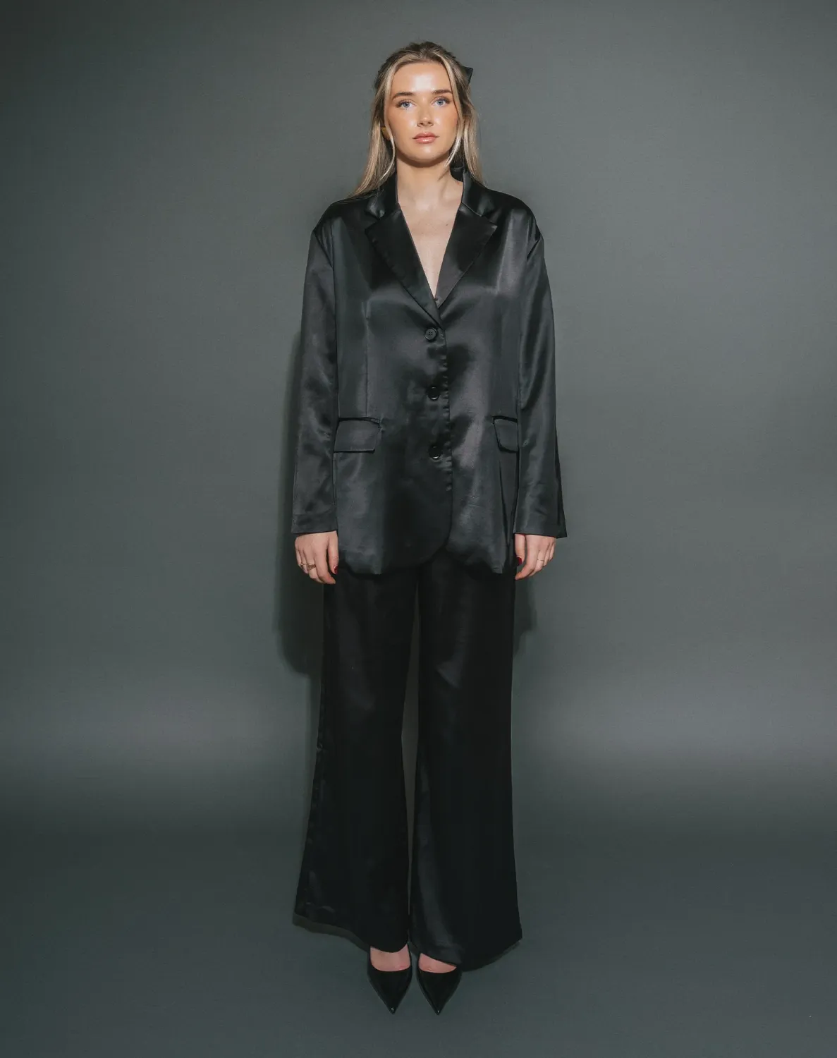 Brunette the Label Satin Straight Leg Pant