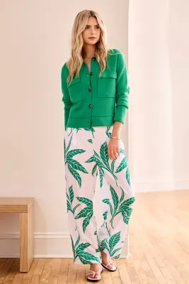 Tribal Kelly Green Sweater Cardigan Collar &amp; Pocket