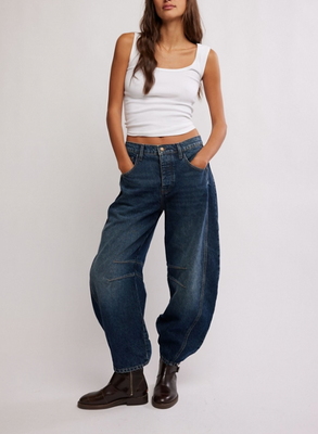 Free People Good Luck Mid Rise Barrel Deep End