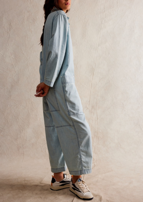 Free People Margarita Jumpsuit Light Blue Beam