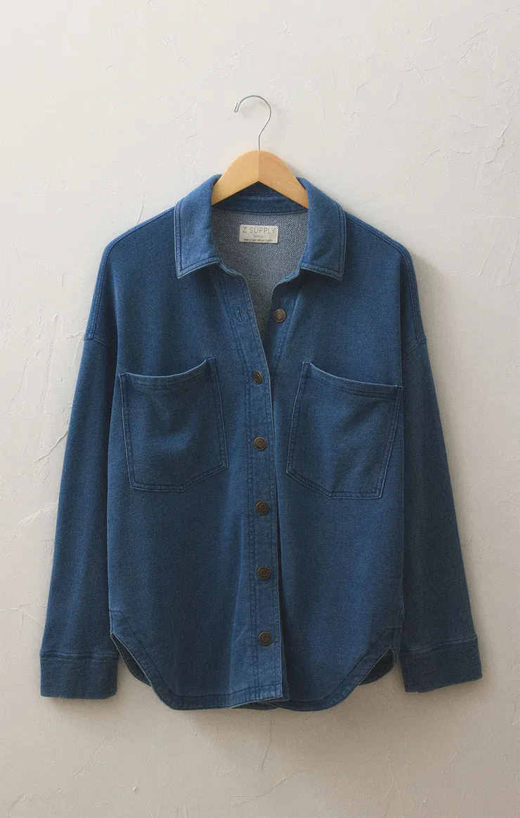 Z Supply All Day Knit Denim Jacket Vintage Indigo