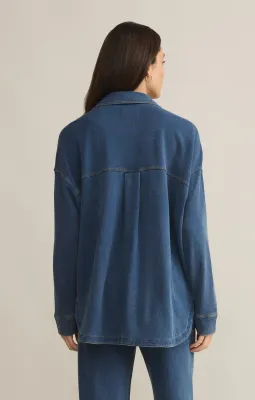 Z Supply All Day Knit Denim Jacket Vintage Indigo