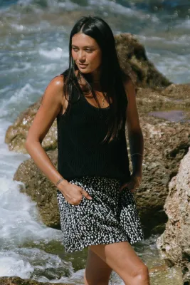 XIX Palms x Tribal Black Crochet Tank Top