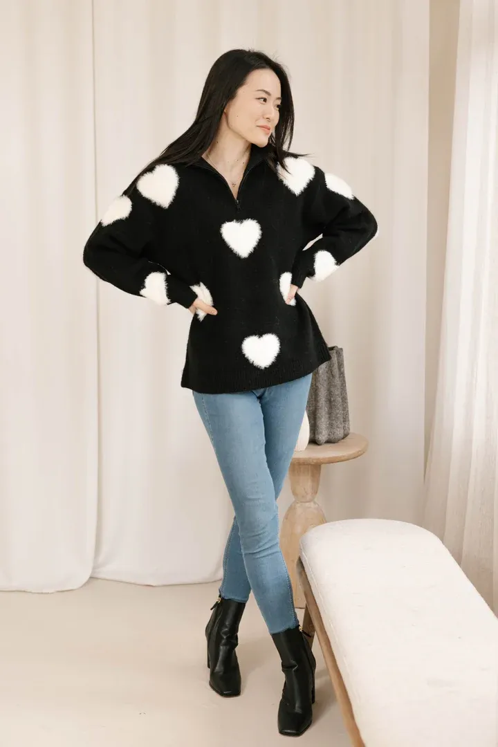 Smash + Tess Galentine's Sweater Black and White Smash + Tess Galentine's Sweater Black and White