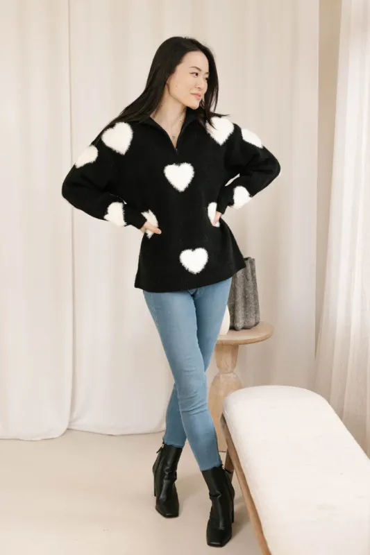 Smash + Tess Galentine's Sweater Black and White Smash + Tess Galentine's Sweater Black and White
