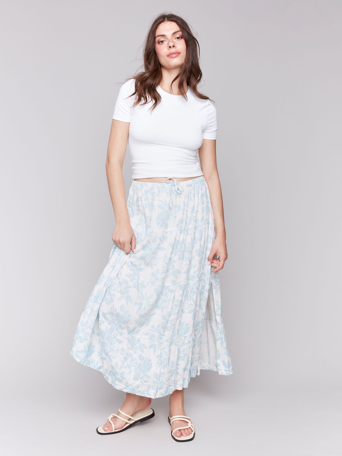 Charlie B Bloom Tiered Woven Skirt