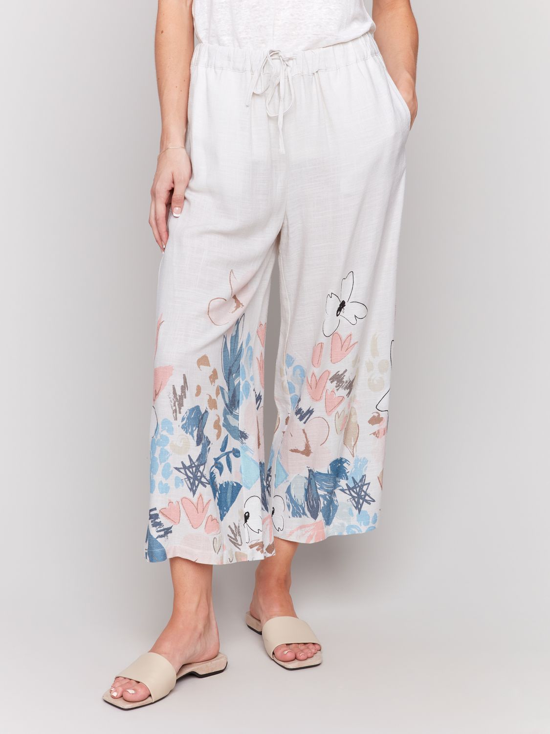 Charlie B Supernova Border Print Linen Pant