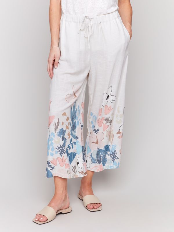 Charlie B Supernova Border Print Linen Pant
