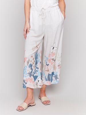 Charlie B Supernova Border Print Linen Pant