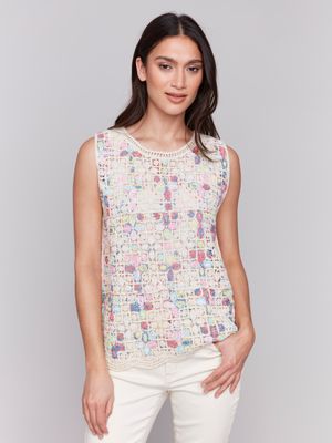 Charlie B Natural Crochet Sleeveless Cami