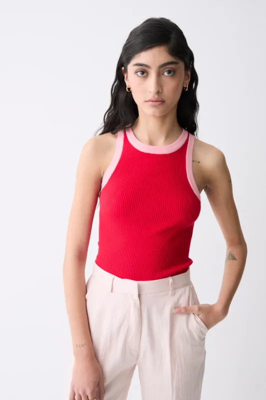 Deluc Lisboa Knit Top Red with Pink Details