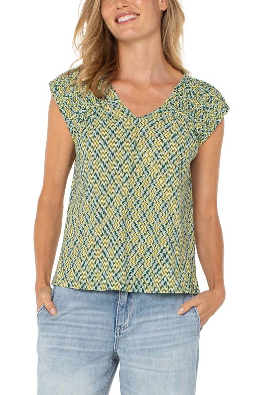 Liverpool Dolman Tie Back Knit Top Green