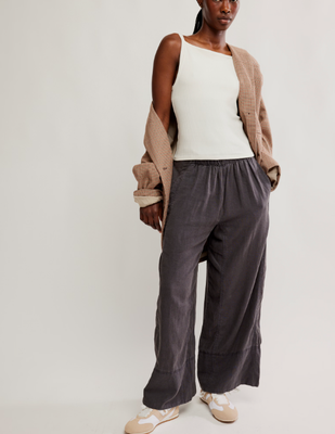 Free People Days End Linen Pull On Pant