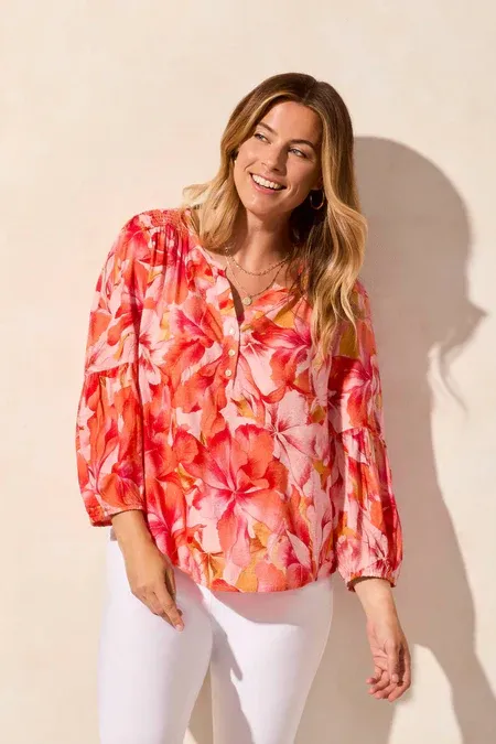 Tribal CoralSky Blouse